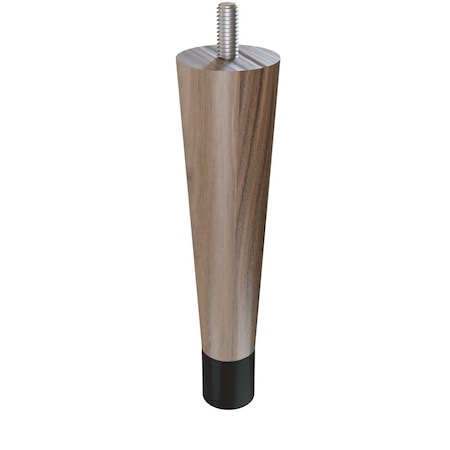 Designs Of Distinction 6" Round Tapered Leg with bolt and 1" Flat Black Ferrule - Walnut 01240006WLWR6